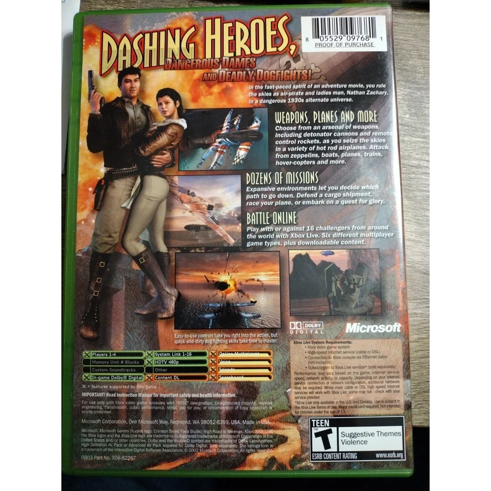 Crimson Skies High Road to Revenge Microsoft Xbox OG Game CIB Manual 2003
